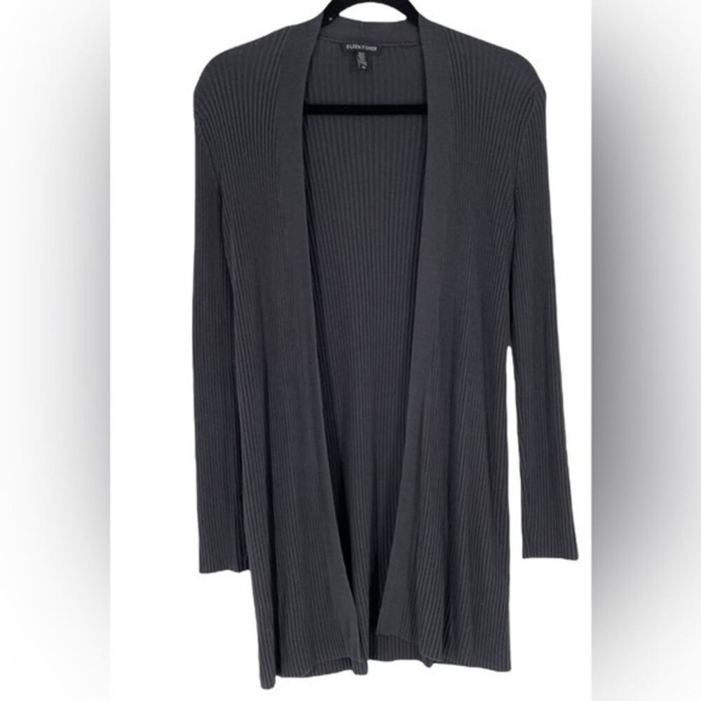 UEC ELLEN FISHER RIBBED OPEN FRONT CARDIGAN DUSTER SZ PL